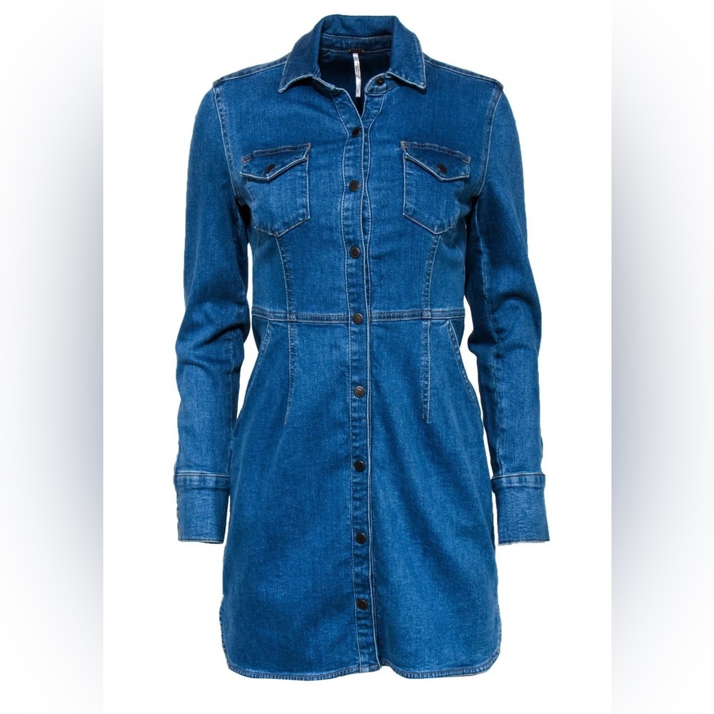 FREE PEOPLE dynomite Cotton Stretch Denim Jean Dress size small